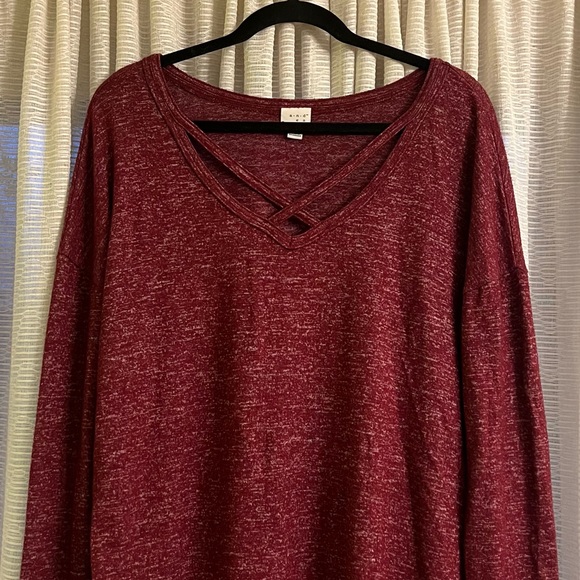 a new day Maroon Criss-Cross V-Neck Long Sleeve Top - Picture 7 of 10